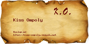 Kiss Ompoly névjegykártya